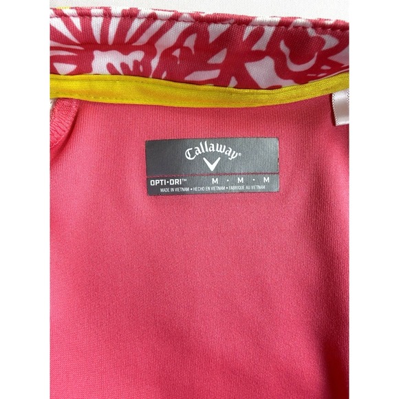 Callaway Women's Pink Opti-dri 1/4 Zip Floral Sleeve Golf Shirt Size M - Picture 5 of 6